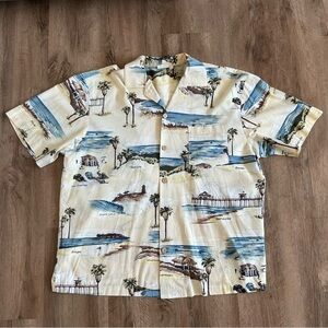 Vintage Hawaiian Shirt Mens Size Large BENNY’S California Aloha San Diego Surf